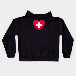 I Love Switzerland // Heart-Shaped Swiss Flag Kids Hoodie